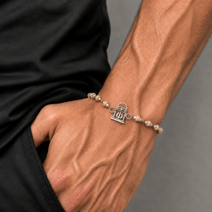 925 sterling silver lord Shiva lingam design Rudraksha,Tulsi beaded bracelet rakhi rk183