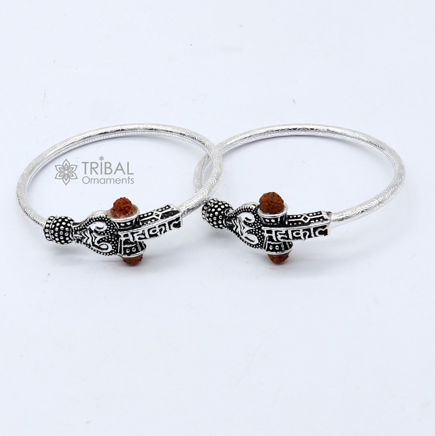 925 Sterling silver lord shiva bangle for kids "MAHAKAL" bangle kada nbbk bbk212 - TRIBAL ORNAMENTS