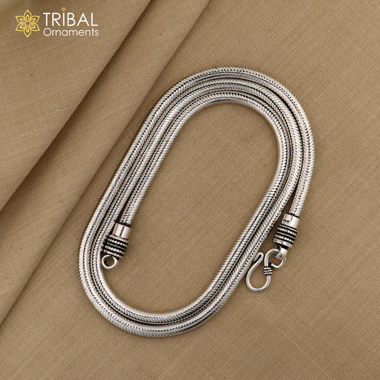 4 mm 16" to 28" long screw chain 925 sterling silver handmade snake chain pendant chain, necklace chain, oxidized silver trendy chain ch105