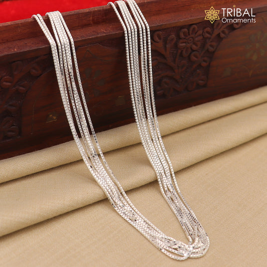 1mm 925 sterling silver handmade unique trendy style box chain necklace excellent gifting jewelry for men's women's chain ch238