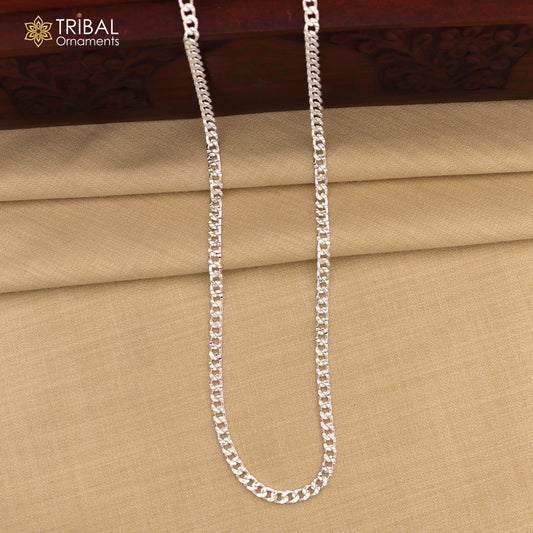 3mm 20" solid 925 sterling silver handmade modern trendy design wheat chain necklace giving it a distinctive and stylish look ch250