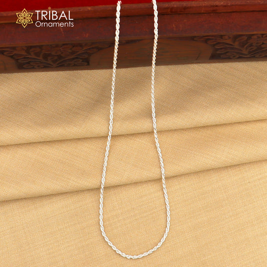 2mm Rope chain 925 sterling silver handmade rope chain, necklace chain, plain bright silver trendy style UNISEX chain ch591