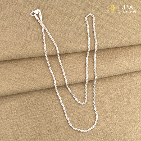 2mm Rope chain 925 sterling silver handmade rope chain, necklace chain, plain bright silver trendy style UNISEX chain ch591