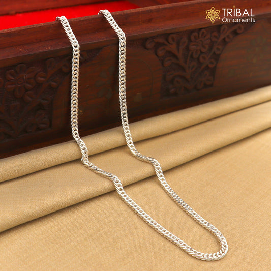 3mm 20"/24" solid 925 sterling silver handmade modern trendy design unique chain necklace giving it a distinctive and stylish look ch233