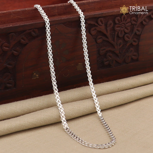 3mm 18"/20" solid 925 sterling silver handmade modern trendy design wheat chain necklace giving it a distinctive and stylish look ch234
