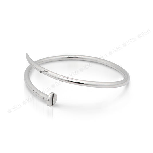 925 sterling silver plain shiny iron nail design cuff kada modern trendy fashion kada is a stunning and versatile piece of jewelry cuff160