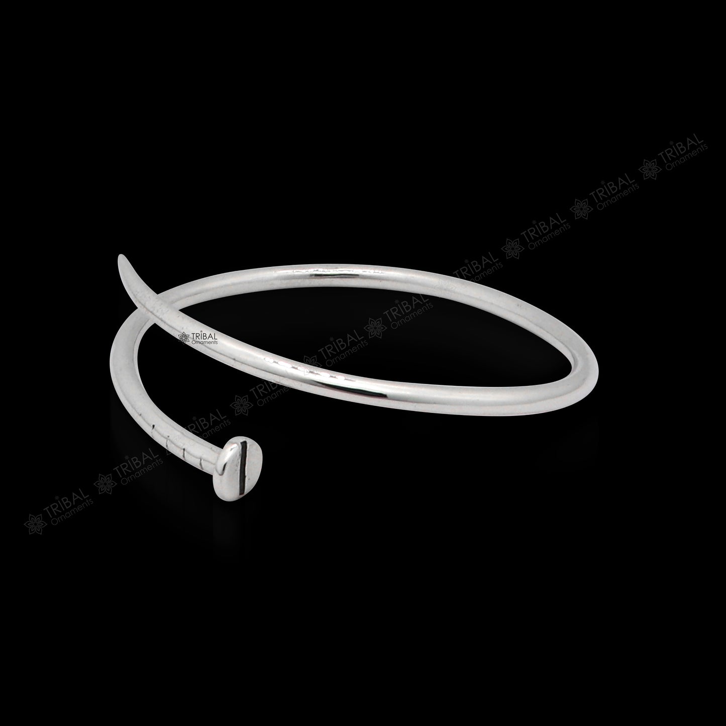 925 sterling silver plain shiny iron nail design cuff kada modern trendy fashion kada is a stunning and versatile piece of jewelry cuff160