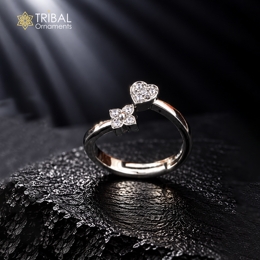 925 sterling silver heart design cz stone ring sr850