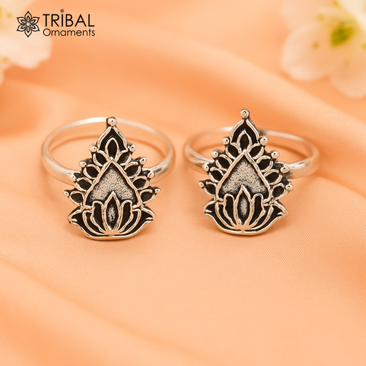 925 sterling silver gorgeous vintage design handmade toe ring, toe band stylish women's brides jewelry, india traditional jewelry ytr54