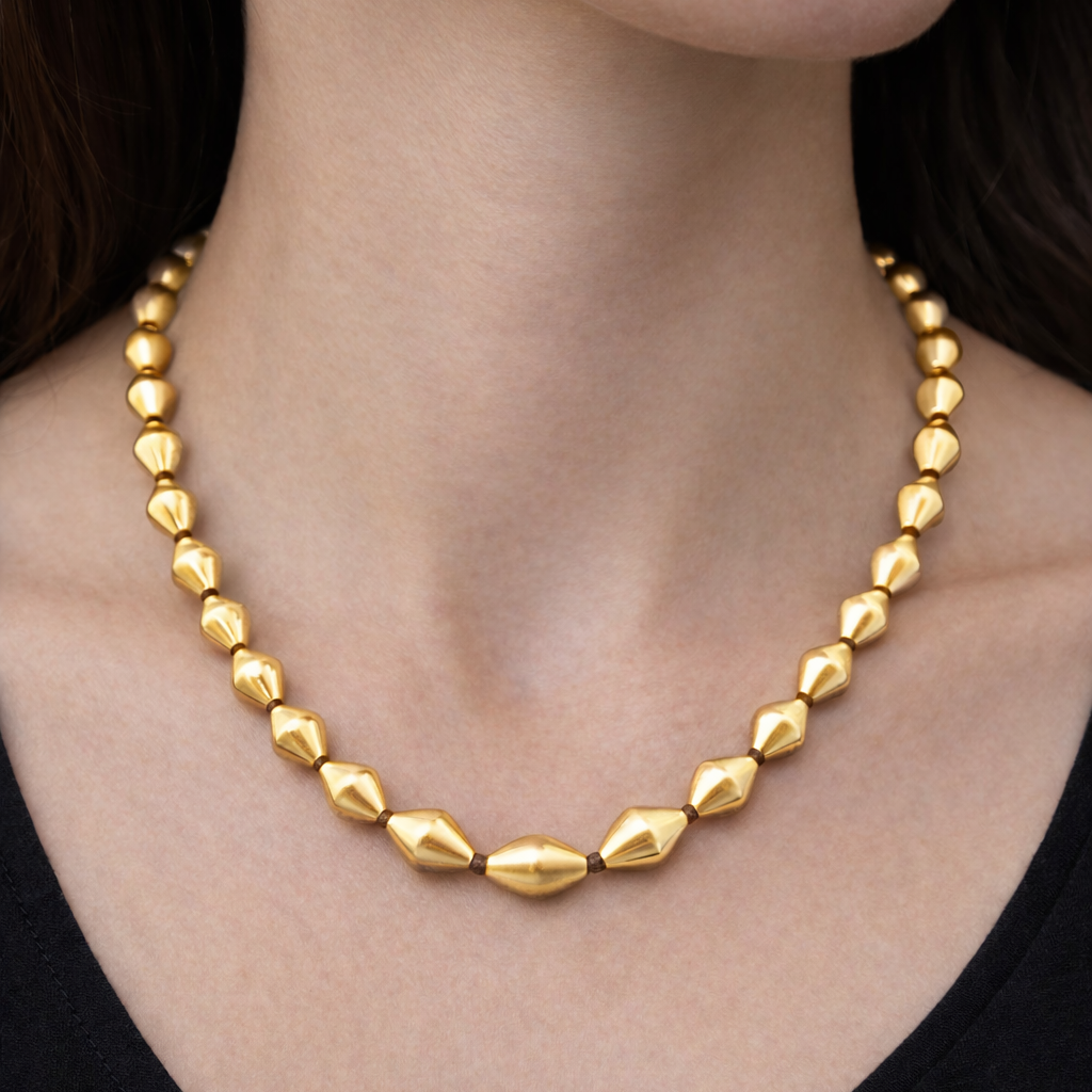 925 Sterling silver handmade Dholki shape beaded adjustable necklace mset482 - TRIBAL ORNAMENTS