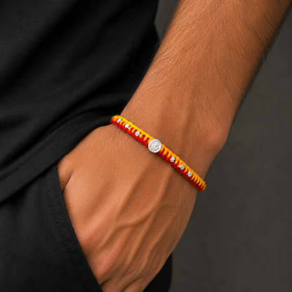 925 sterling silver Lord ganesha design thread rakhi bracelet rk384