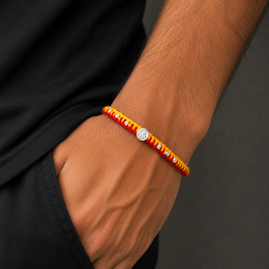 925 sterling silver Lord ganesha design thread rakhi bracelet rk384