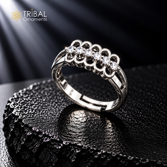 925 sterling silver stylish design cz stone ring sr842
