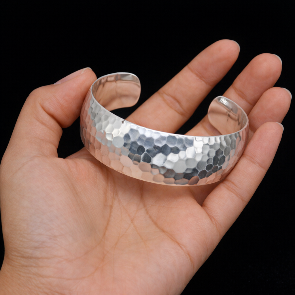 925 sterling silver adjustable gorgeous shiny bright Spotted design bangle cuff kada cuff28
