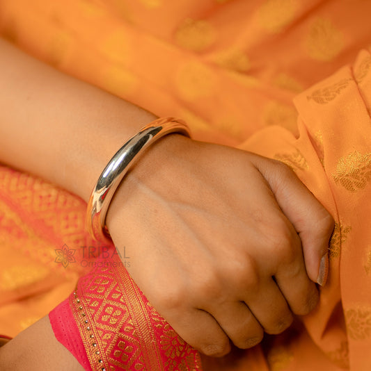 12mm 925 sterling silver handmade plain shine bright bangle bracelet kada excellent personalized gifting custom made unisex jewelry nsk759 - TRIBAL ORNAMENTS