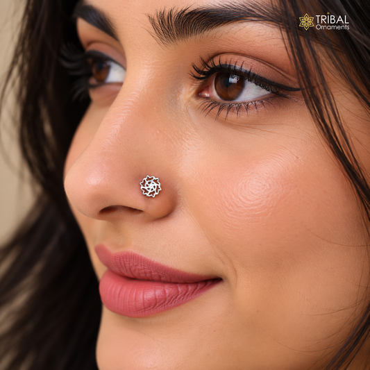 925 sterling silver vintage flower style nose pin ethnic tribal jewelry np142