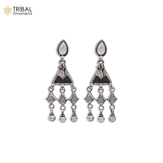 925 sterling silver ethnic tribal design long drop dangle earring s1343