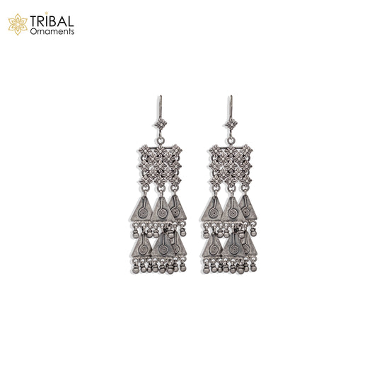 925 sterling silver ethnic choras design drop dangle earring banjara jewellery s1348