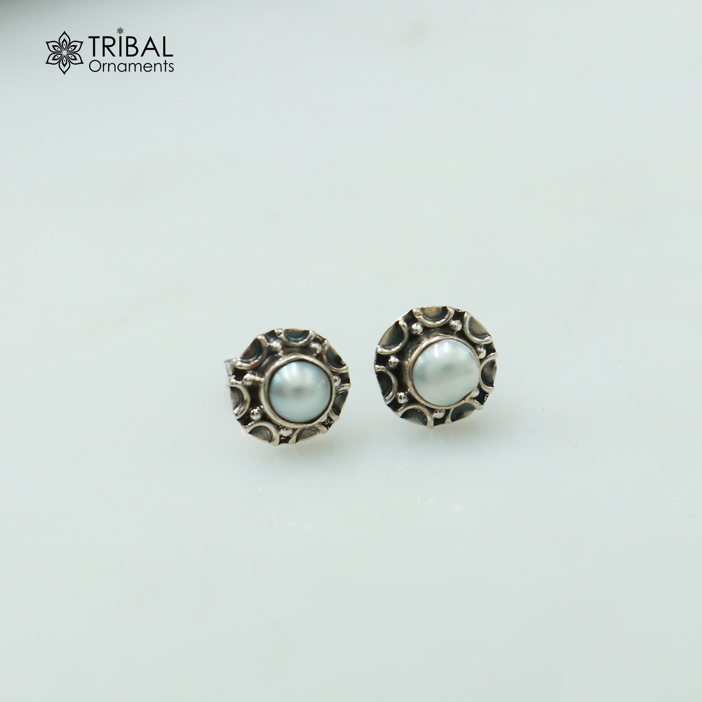 925 sterling silver round shape Natural Pearl stud earring best unisex jewelry ER285
