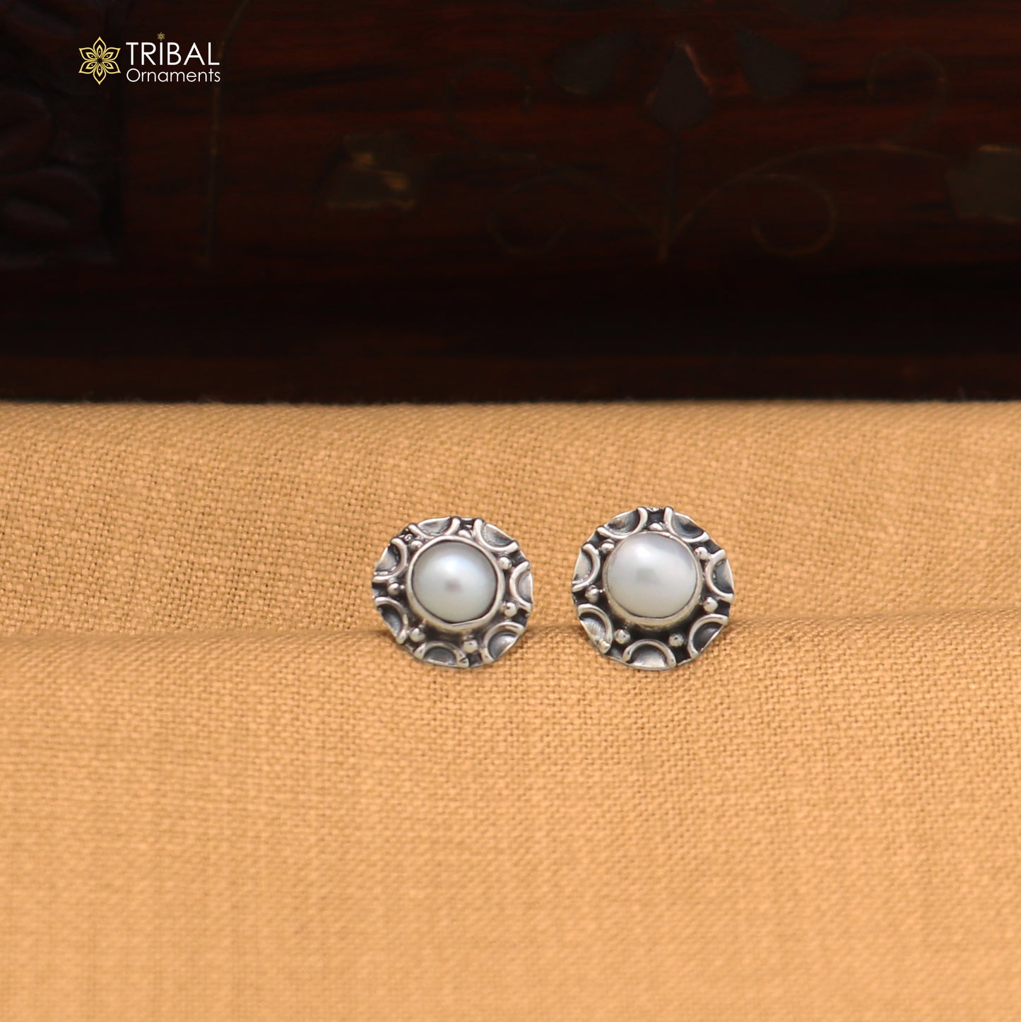 925 sterling silver round shape Natural Pearl stud earring best unisex jewelry ER285