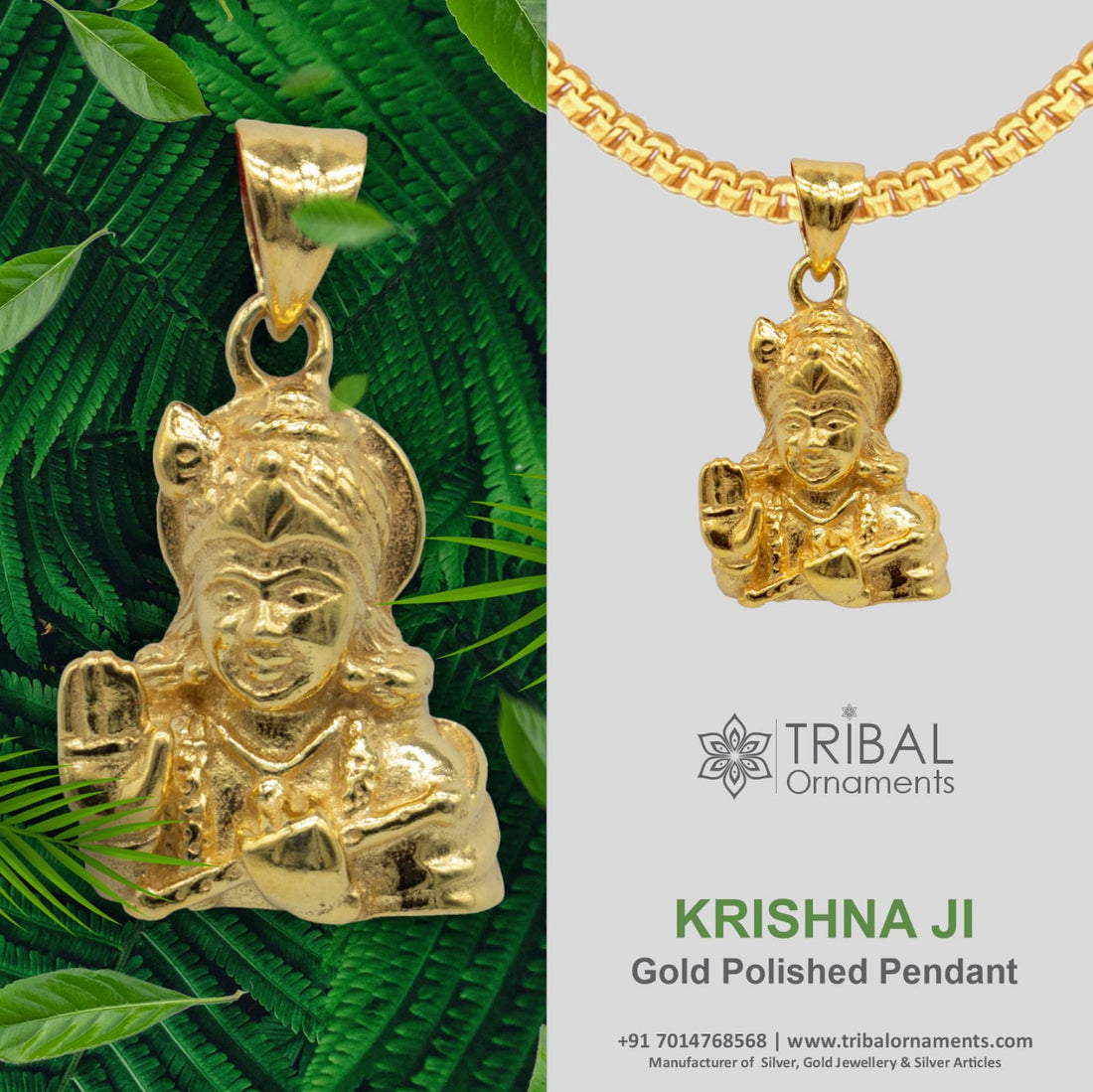 925 sterling silver vintage stylish Hindu idol Divine Krishna Pendant, amazing gold polished design stunning pendant gifting jewelry nsp608 - TRIBAL ORNAMENTS