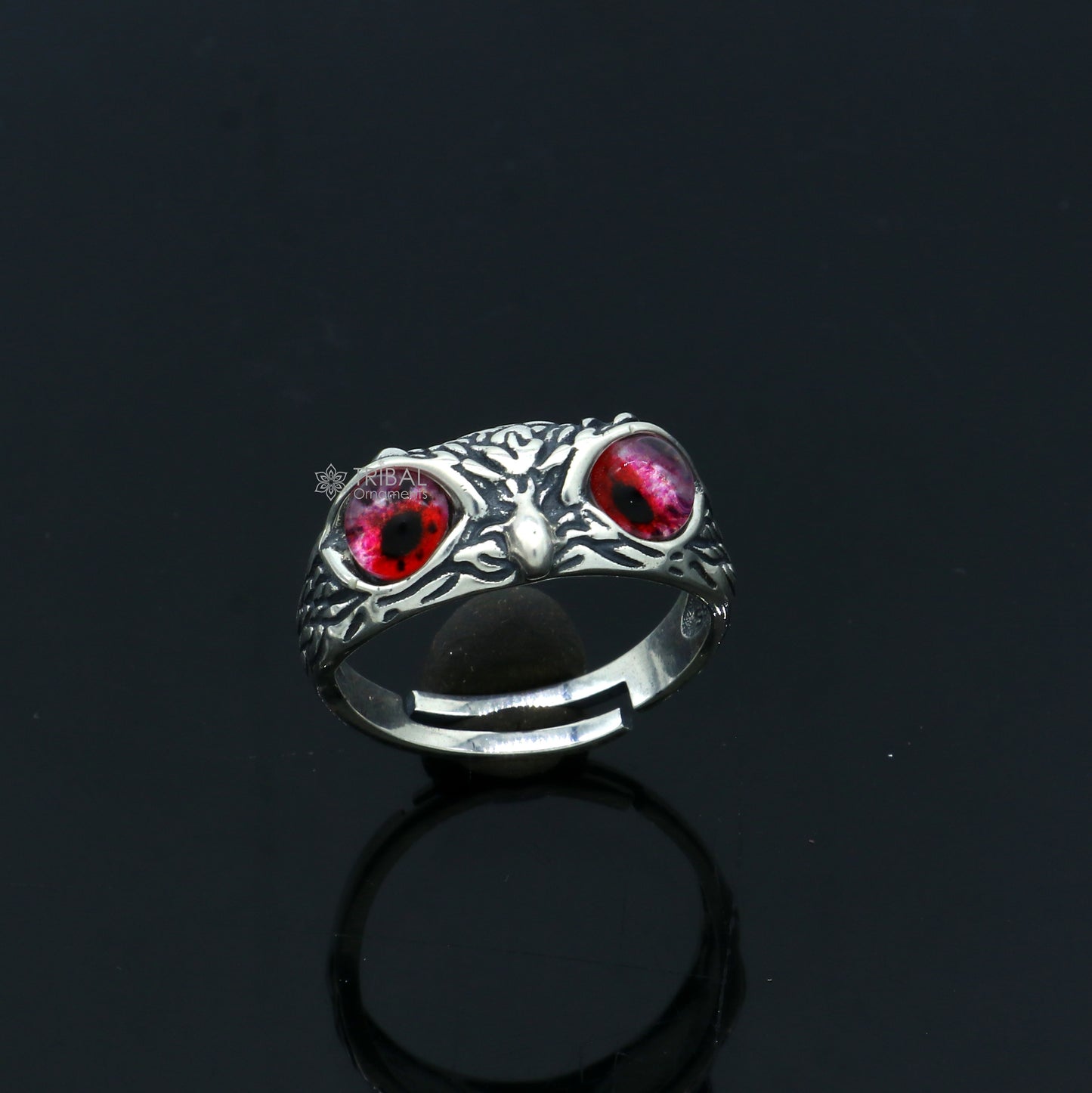 925 sterling silver red eyes Owl Ring ,Bird Ring , Bird Lover Jewelry sr714