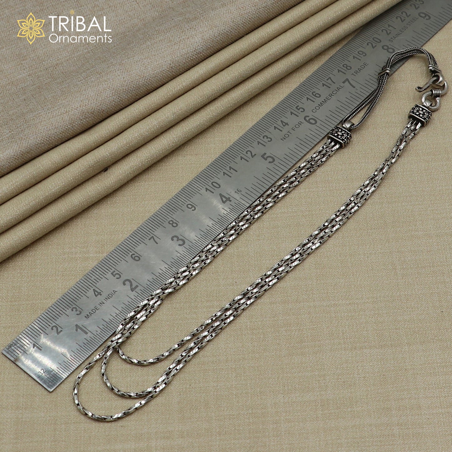 925 sterling silver 3 line chain necklace set , tribal jewelry set730