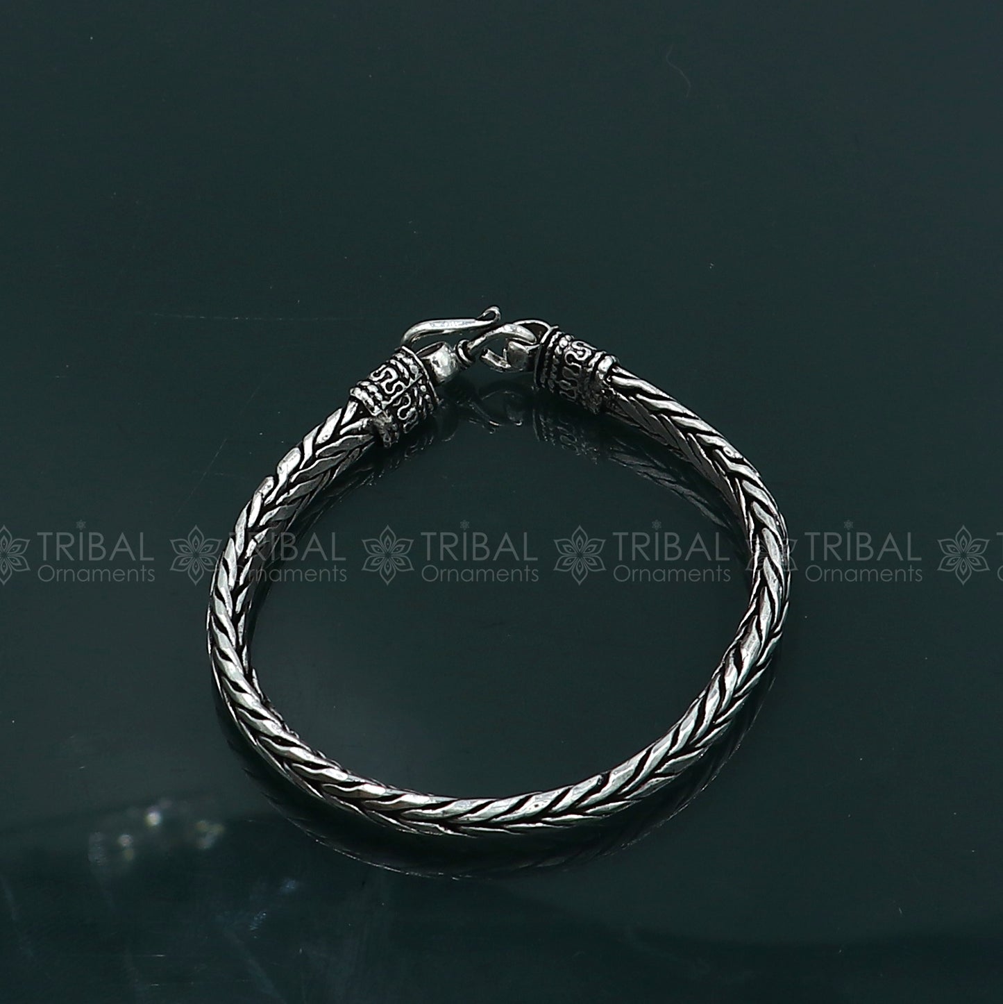 925 Sterling silver handmade solid men's wheat design chain bracelet flexible bracelet unisex jewelry from india  sbr760