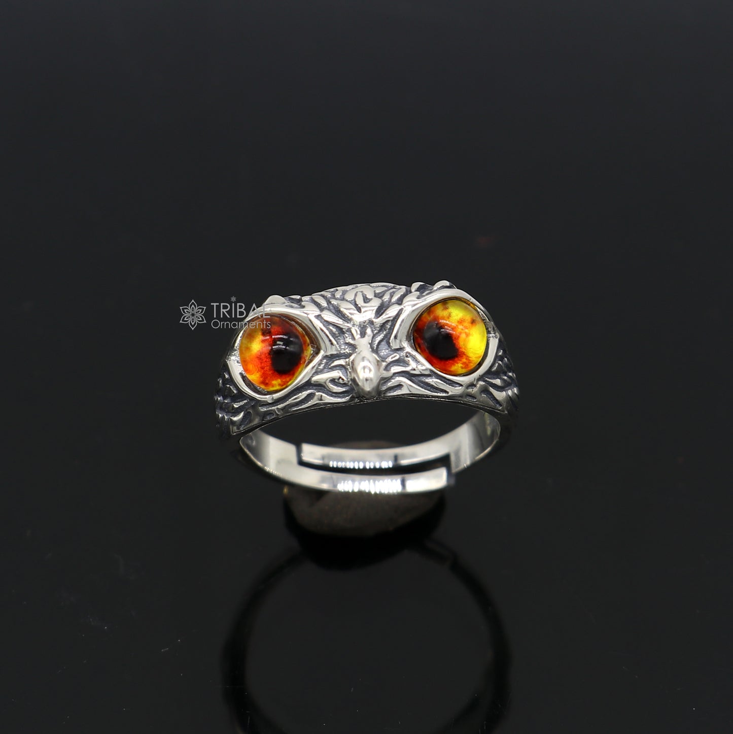 925 sterling silver  yelloweyes Owl Ring ,Bird Ring , Bird Lover Jewelry sr715