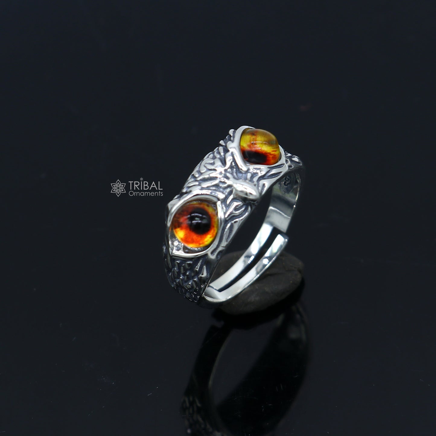 925 sterling silver  yelloweyes Owl Ring ,Bird Ring , Bird Lover Jewelry sr715