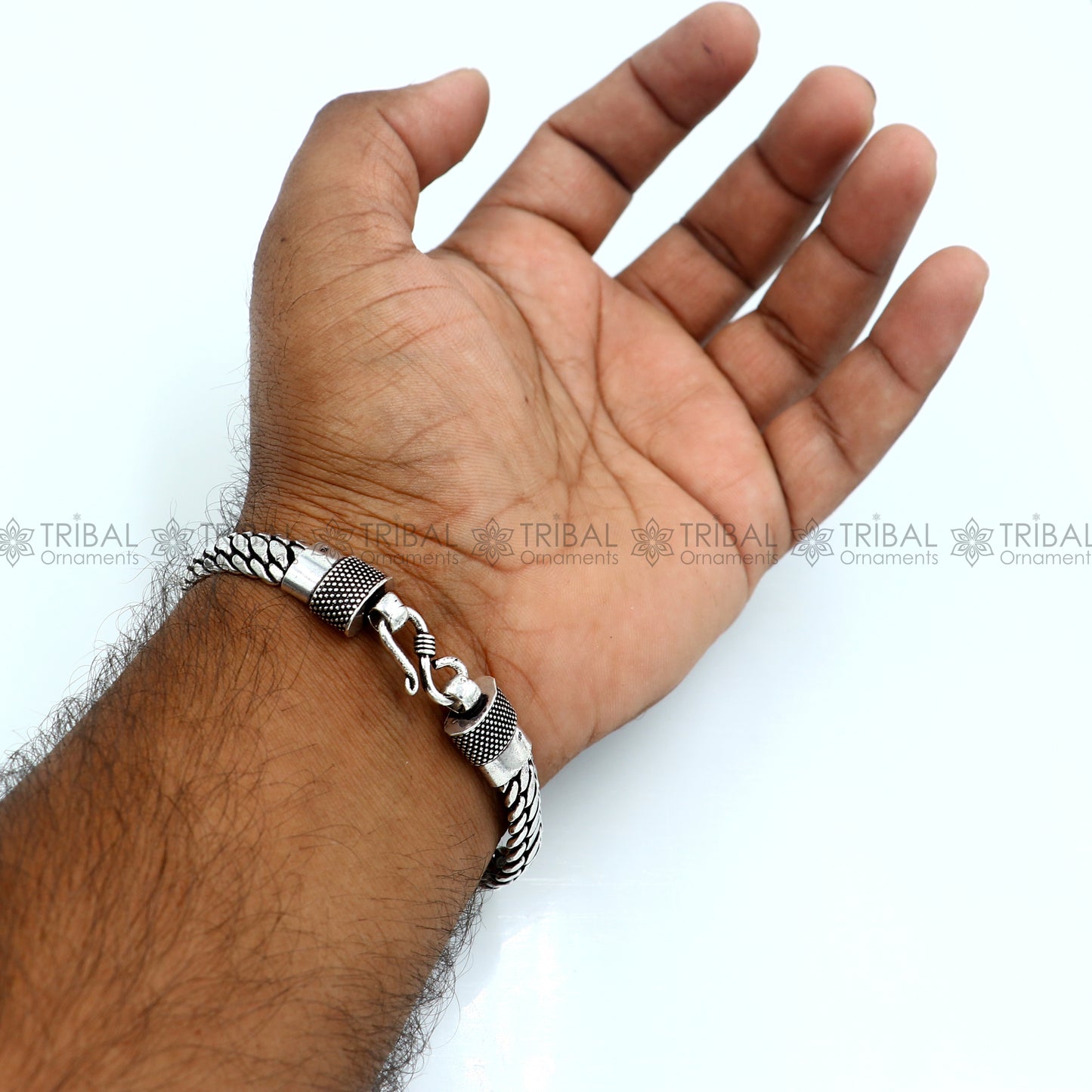 925 Sterling silver handmade solid men's stylish chain bracelet flexible bracelet unisex jewelry from india  sbr761