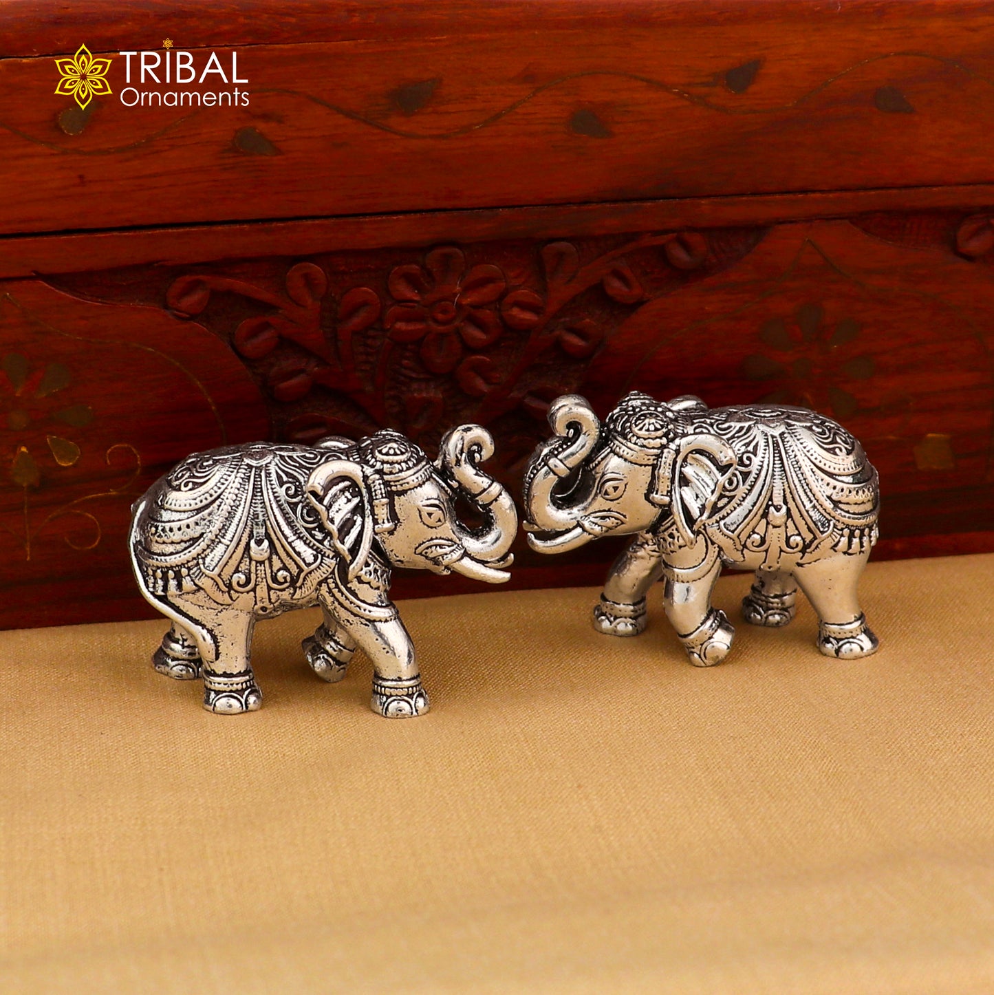 925 Sterling silver vintage design baby elephant statue or sculpture, puja article for home art849