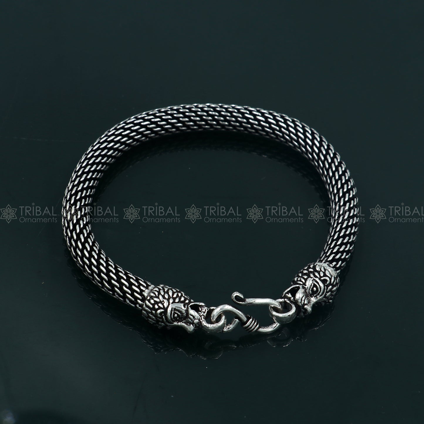 925 Sterling silver handmade solid lion face design chain bracelet flexible bracelet unisex jewelry from india  sbr762