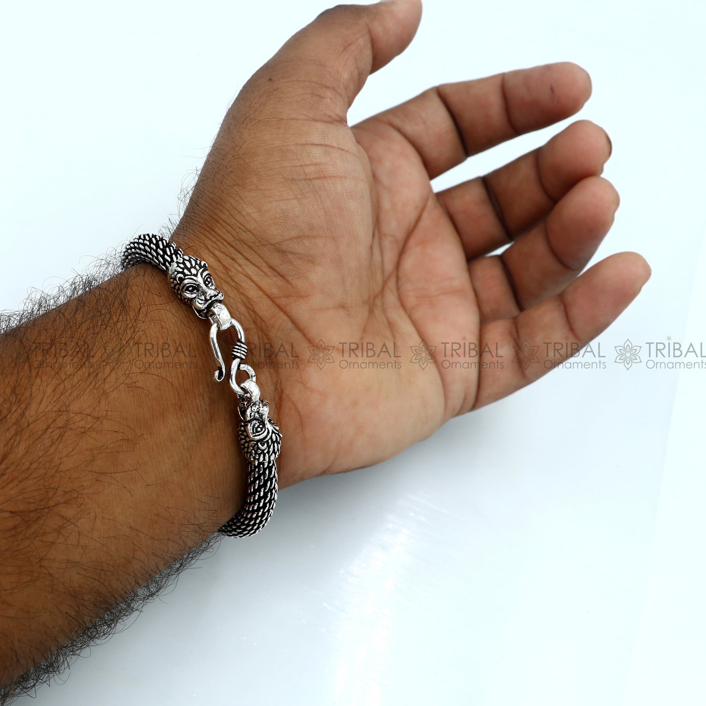 925 Sterling silver handmade solid lion face design chain bracelet flexible bracelet unisex jewelry from india  sbr762