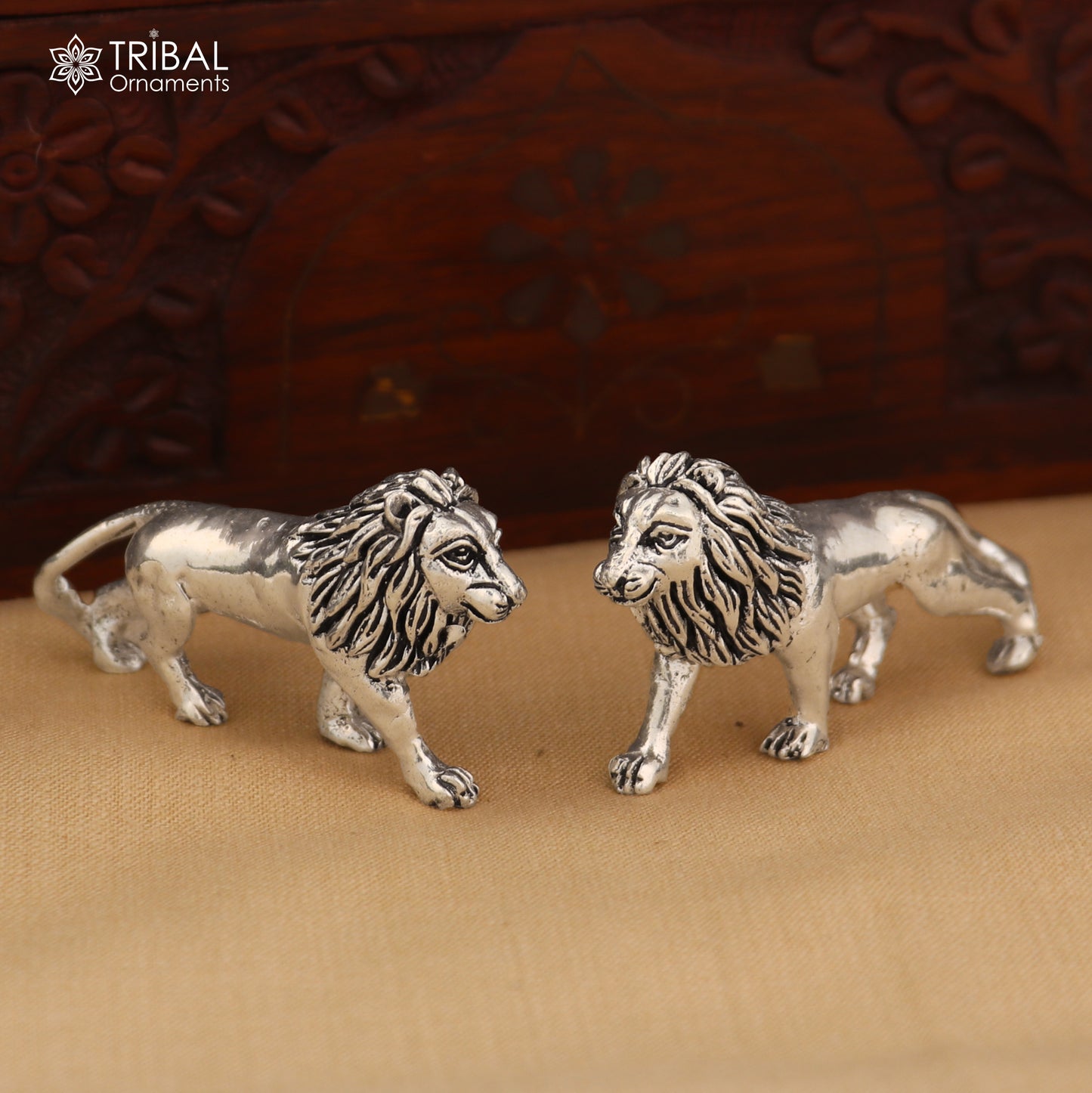925 Sterling silver vintage design baby lion statue or sculpture, puja article for home art850