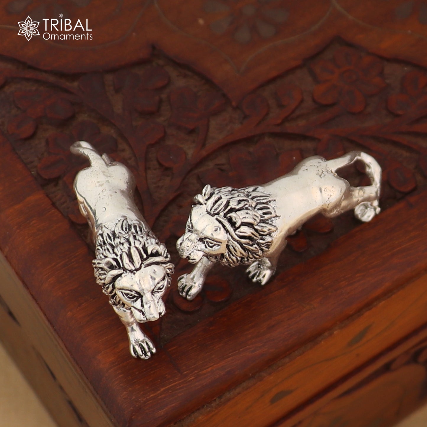 925 Sterling silver vintage design baby lion statue or sculpture, puja article for home art850
