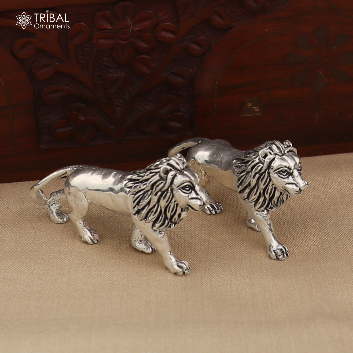 925 Sterling silver vintage design baby lion statue or sculpture, puja article for home art850