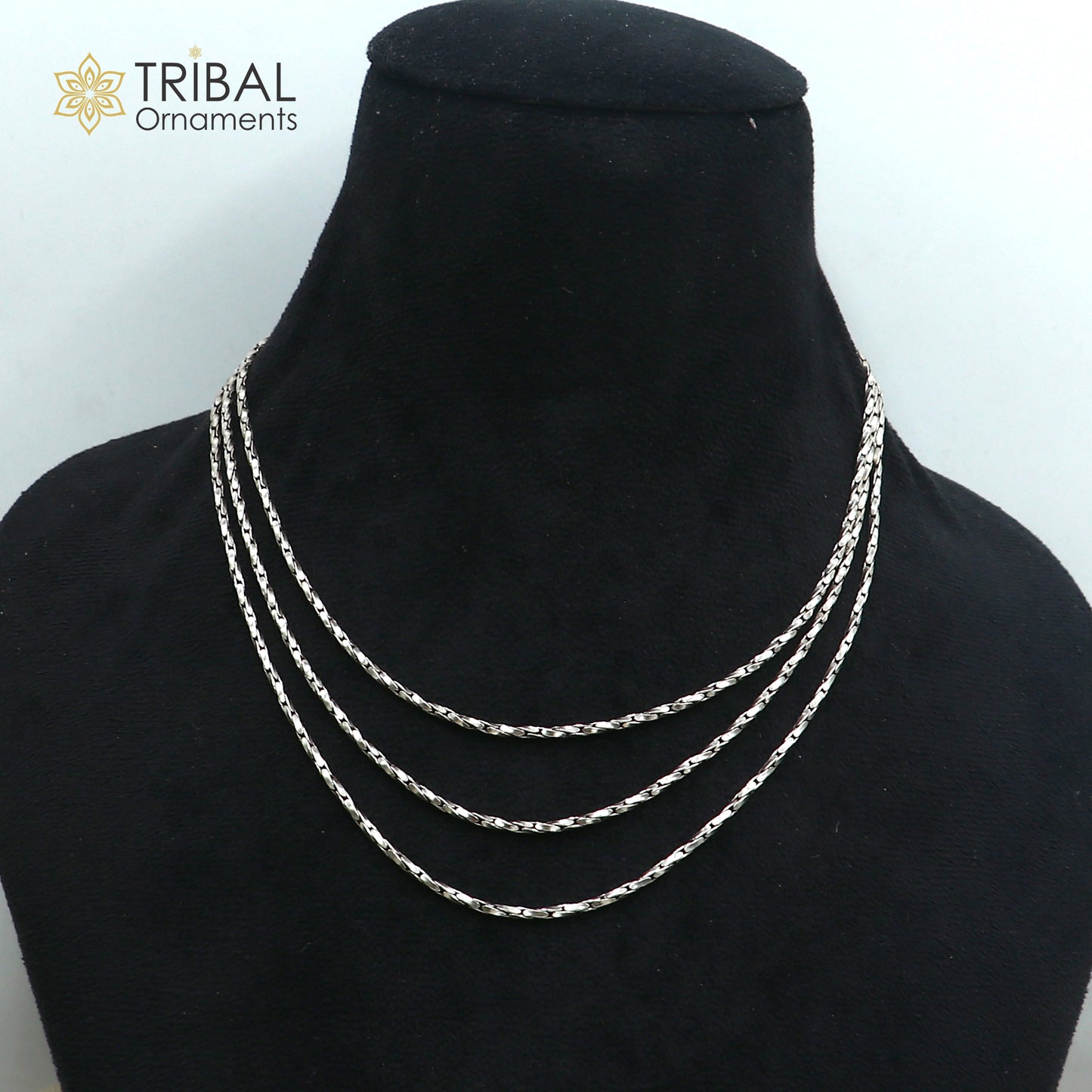 925 sterling silver 3 line chain necklace set , tribal jewelry set730
