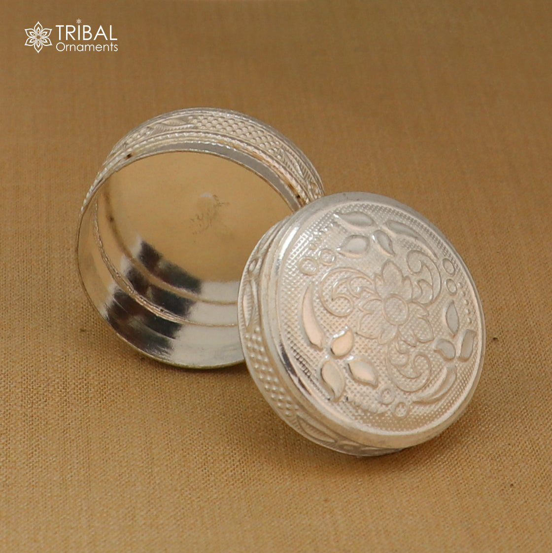 925 sterling silver flower design trinket, casket, Sindoor box brides jewelry stb886