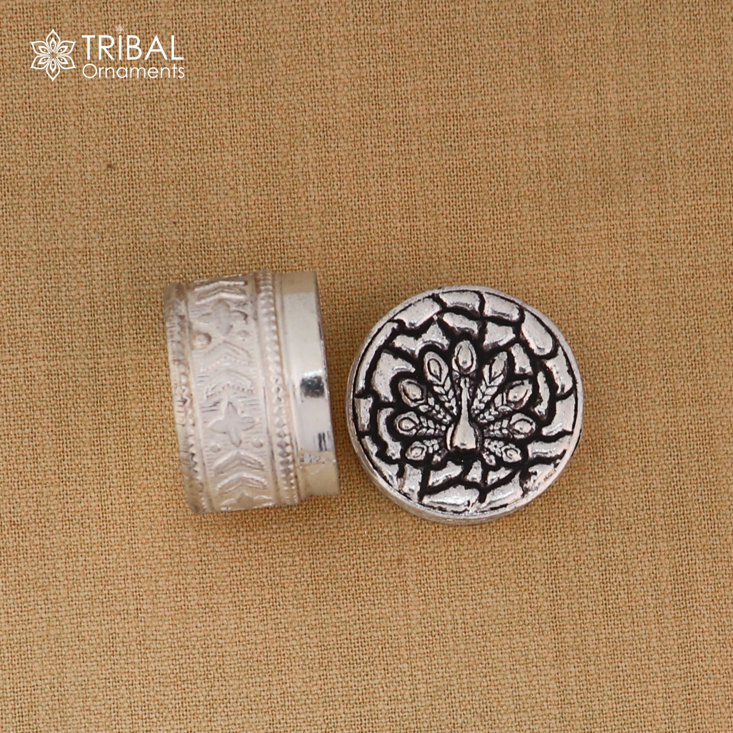 925 sterling silver peacock design trinket, casket, Sindoor box brides jewelry stb888