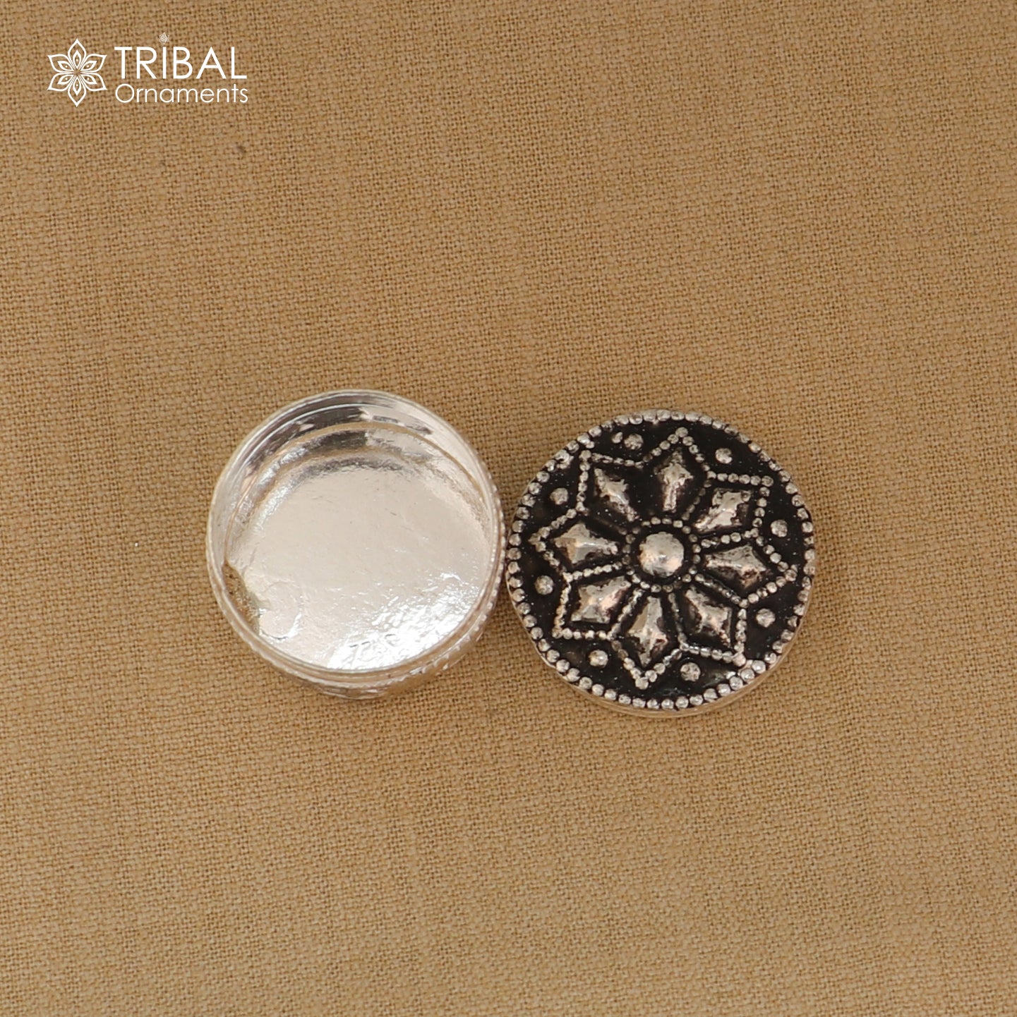 925 sterling silver flower design trinket box , casket box, Sindoor box brides jewelry stb889