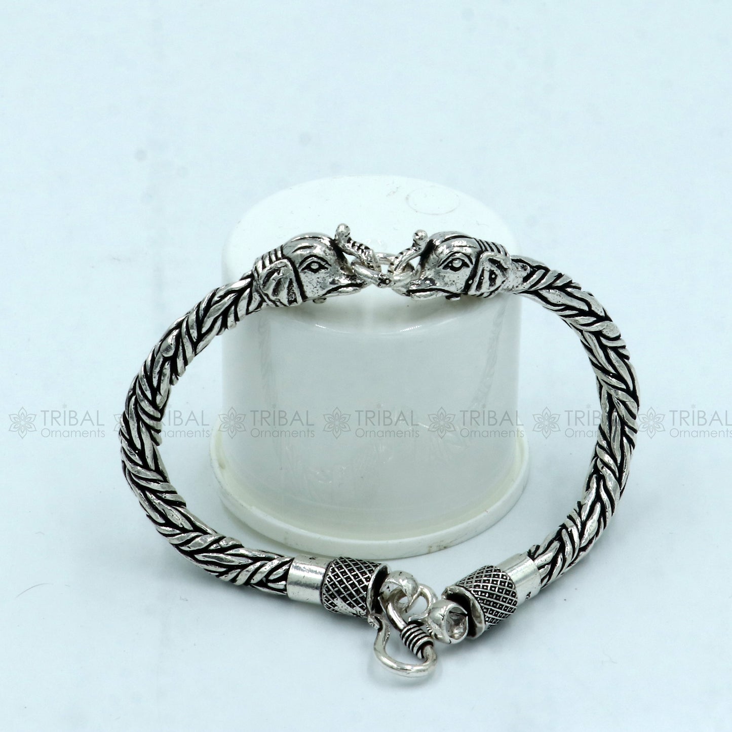 925 Sterling silver handmade solid elephant face design chain bracelet flexible bracelet unisex jewelry from india  sbr766