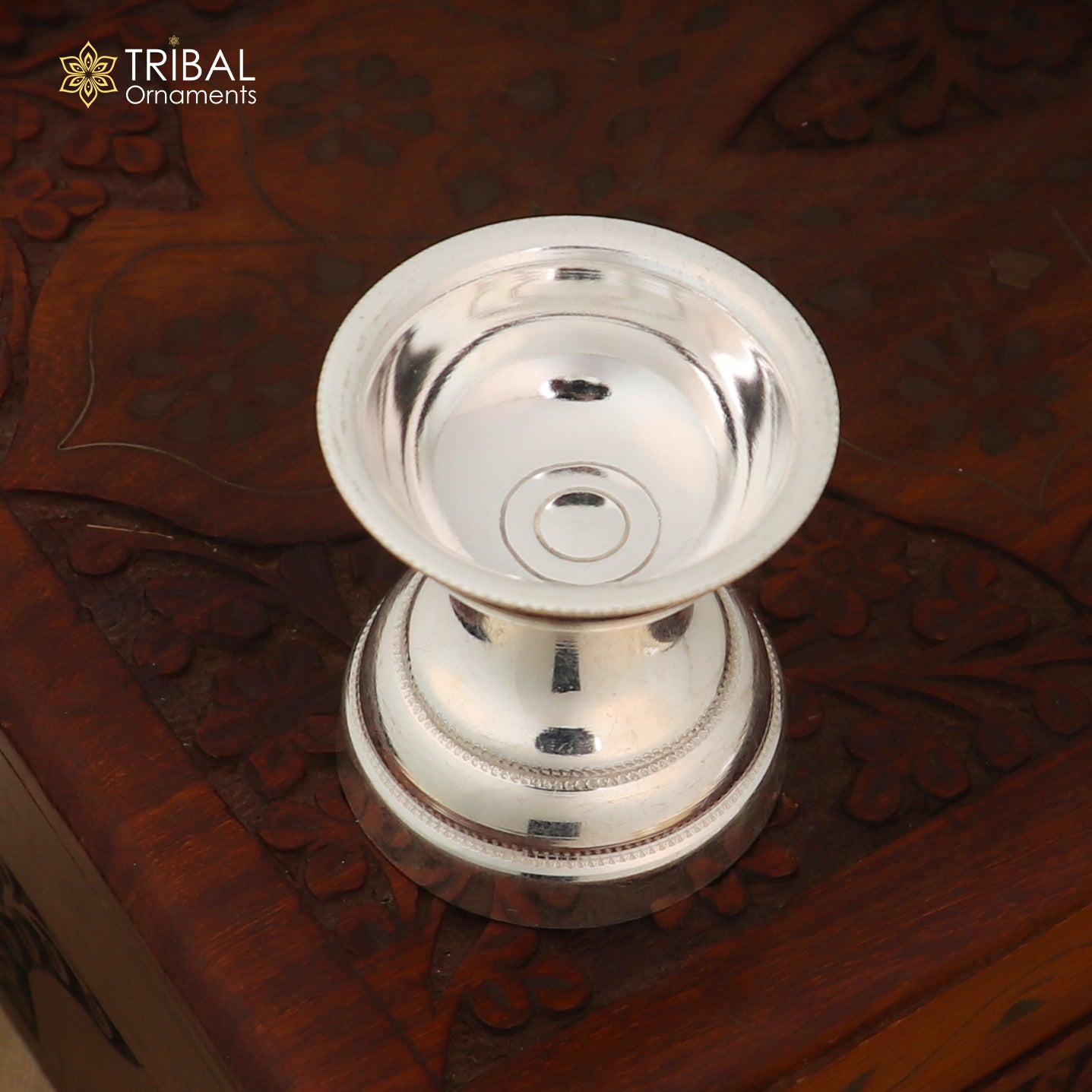 925 sterling silver oil lamp, silver Deepak, silver temple article, Diwali puja utensils art su1381