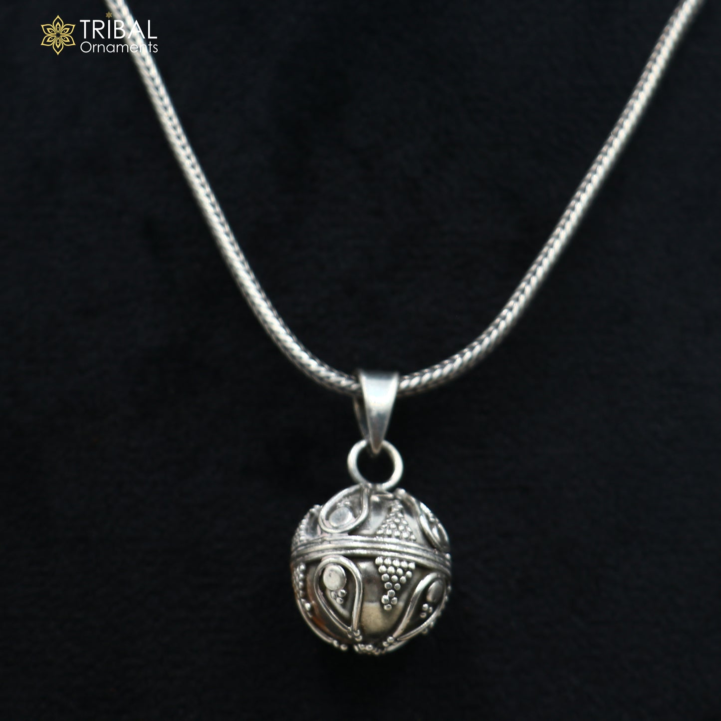 925 sterling silver ball design pet cat/dog jingling Pendant tribal jewellery nsp1063