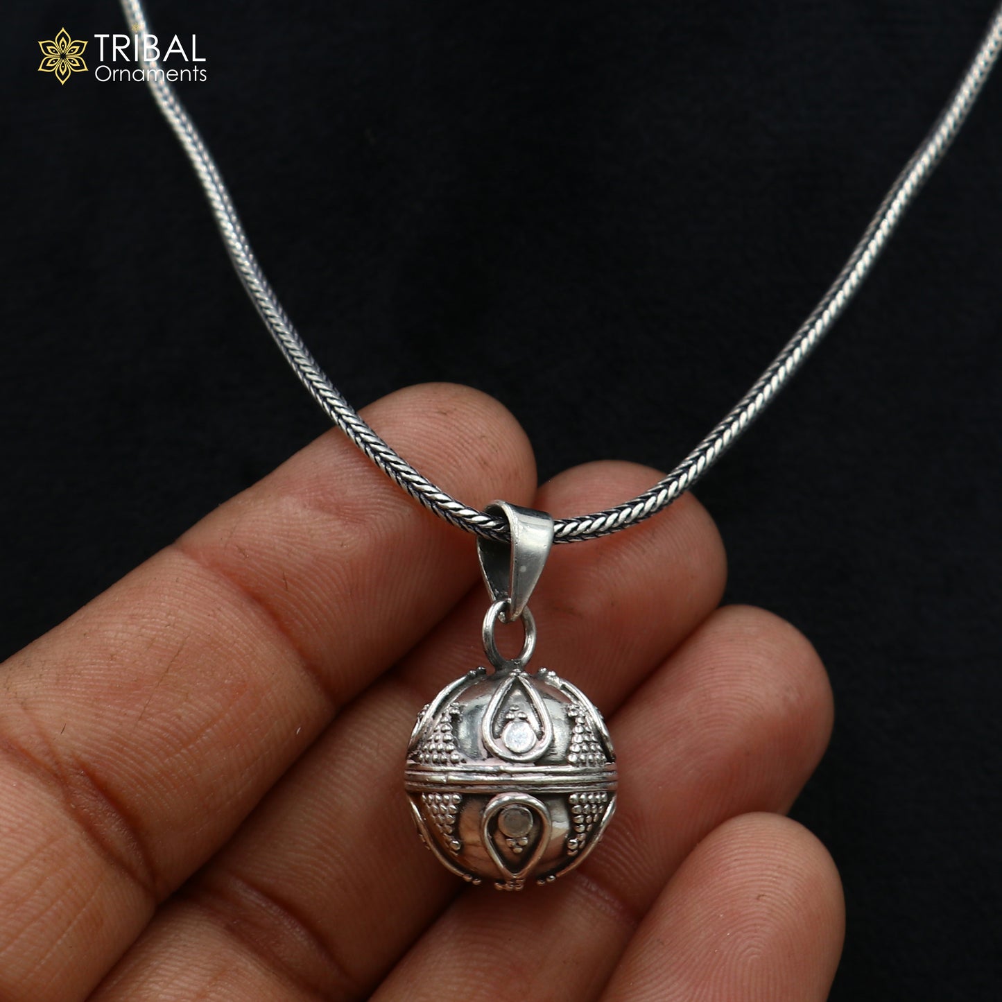 925 sterling silver ball design pet cat/dog jingling Pendant tribal jewellery nsp1063