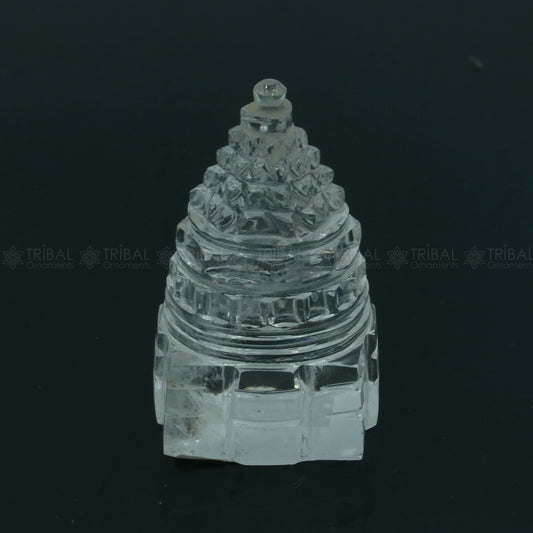 Crystal / sphatik pyramid of shree yantra, Parad Mahalakshmi Yantram for wealth and prosperity art794