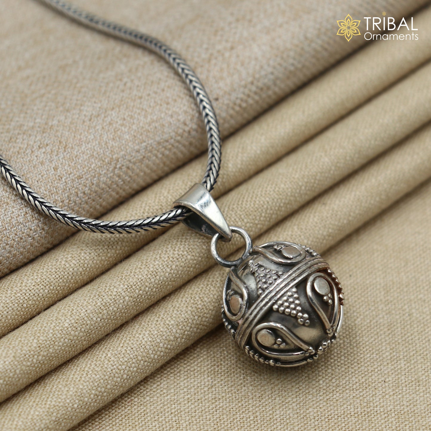 925 sterling silver ball design pet cat/dog jingling Pendant tribal jewellery nsp1063