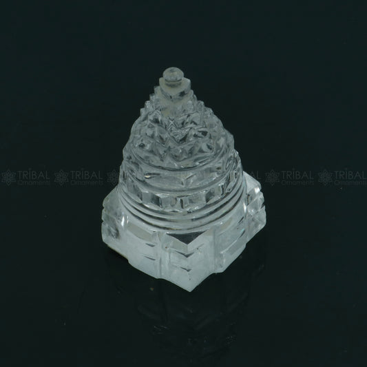 Crystal / sphatik pyramid of shree yantra, Parad Mahalakshmi Yantram for wealth and prosperity art795