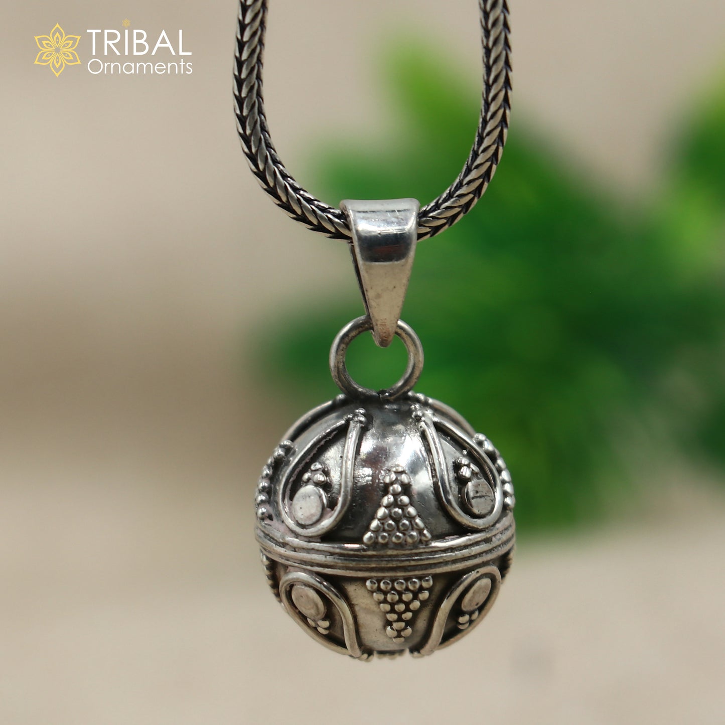 925 sterling silver ball design pet cat/dog jingling Pendant tribal jewellery nsp1063