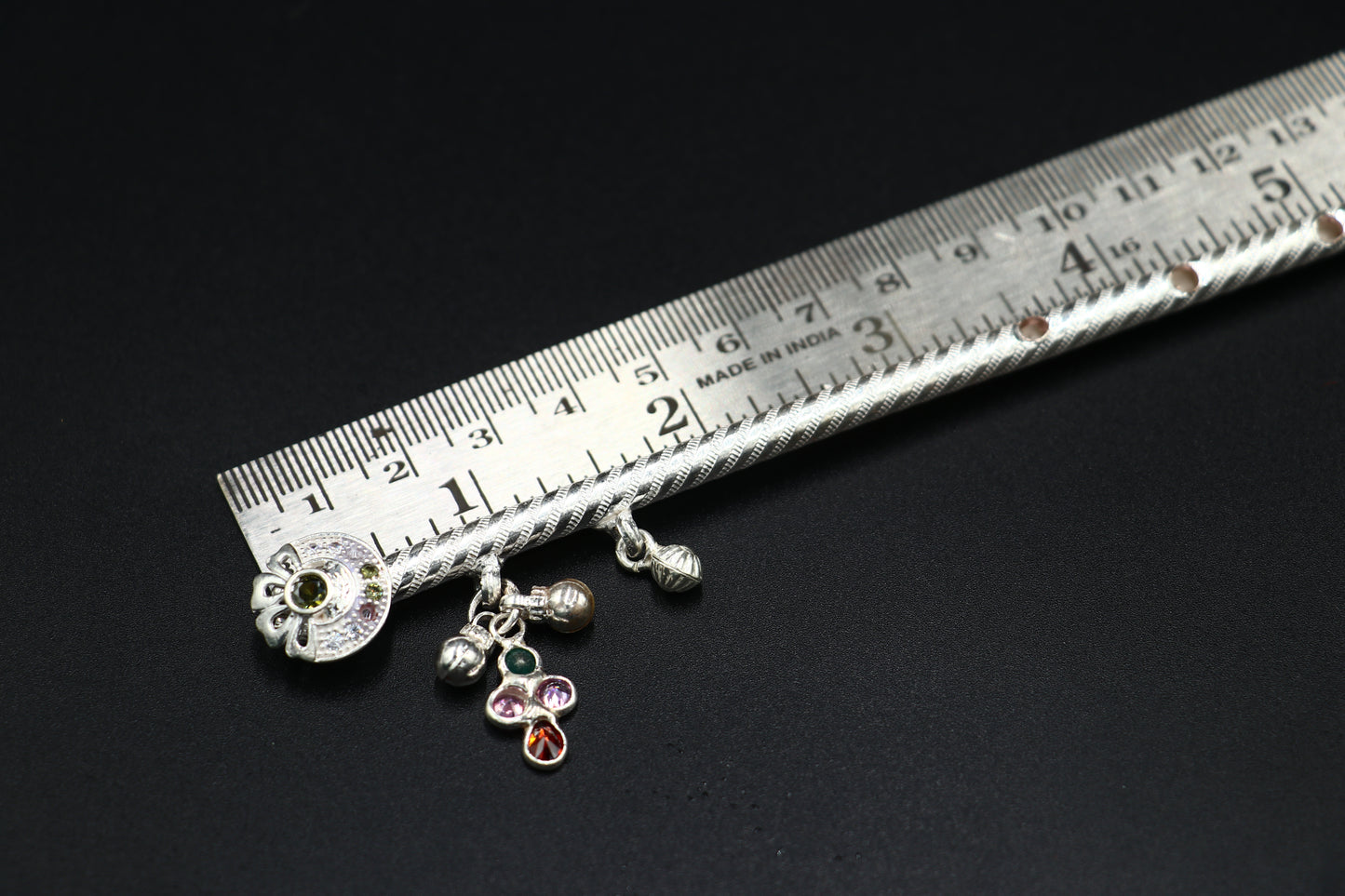 9"  925 sterling silver flower design bansuri laddu Gopala flute, Krishna flute su1373